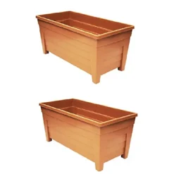 2 X 55cm Grosvenor Trough Plastic Patio Planter Rectangle 55cm Terracotta Colour