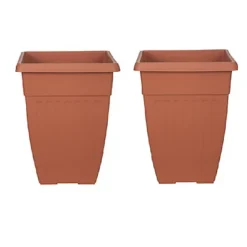 2 X 55cm Tall Athens Plant Pot Flared Garden Plastic Patio Flower Planter Terracotta Colour