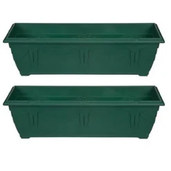 2 X Large Venetian Patio Planter Trough Plant Pot 60cm Plastic Green Colour Pot