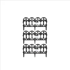3 X 23cm 4 Piece Black Ornate Garden Border Fence Edging