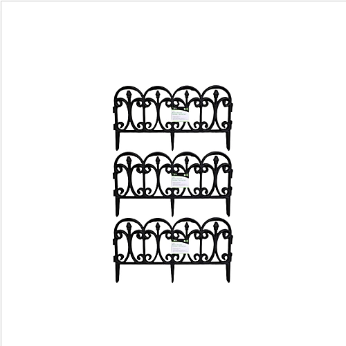3 X 23cm 4 Piece Black Ornate Garden Border Fence Edging 3 3 X 23cm 4 Piece Black Ornate Garden Border Fence Edging