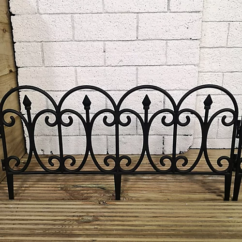3 X 23cm 4 Piece Black Ornate Garden Border Fence Edging 6 3 X 23cm 4 Piece Black Ornate Garden Border Fence Edging - Image 4