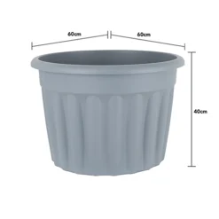 3 X Wham Vista 60cm Round Recycled Plastic Planter Upcycle Grey -Draper Tool Shop 3 x wham vista 60cm round recycled plastic planter upcycle grey5057604465808 04c MP