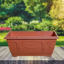 4 X 40cm Small Plastic Venetian Window Box Trough Planter Pot Terracotta Colour -Draper Tool Shop 4 x 40cm small plastic venetian window box trough planter pot terracotta colour5060950101245 03c MP