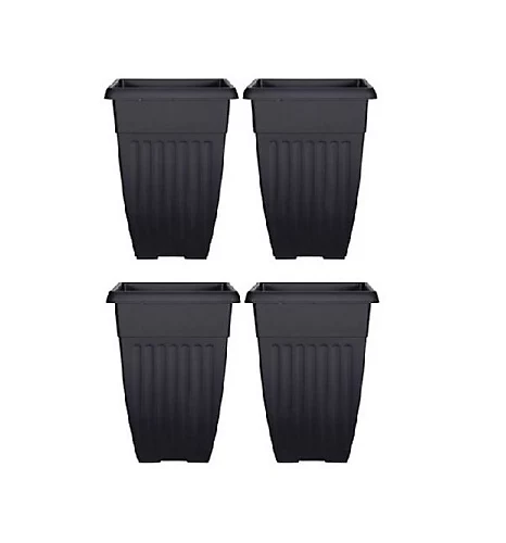 4 X 42cm Tall Athens Plant Pot Flared Garden Plastic Patio Flower Planter Black Colour 3 4 X 42cm Tall Athens Plant Pot Flared Garden Plastic Patio Flower Planter Black Colour