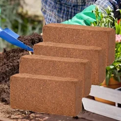 4 X Coco Peat Brick Coir Compost Block 10L Coconut Potting Fibre Compressed Soil