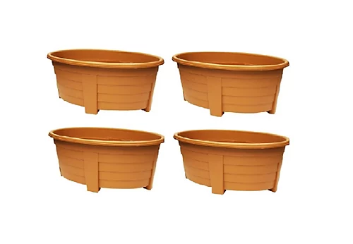 4 X Terracotta Oval Planter Trough 55cm 3 4 X Terracotta Oval Planter Trough 55cm