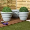 4 X Wham Beehive 48cm Round Recycled Plastic Pot Cement Grey -Draper Tool Shop 4 x wham beehive 48cm round recycled plastic pot cement grey5057604101836 01c MP