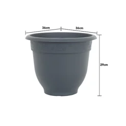 4 X Wham Bell Pot 36cm Round Recycled Plastic Planter Slate -Draper Tool Shop 4 x wham bell pot 36cm round recycled plastic planter slate5057604105124 04c MP