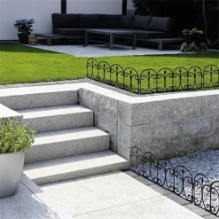 4 X Wrought Iron Effect Garden Edge Panels - Weather Resistant Interlocking Plastic Edging Strips - Each H33 X W60cm, Total 2.4m -Draper Tool Shop 4 x wrought iron effect garden edge panels weather resistant interlocking plastic edging strips each h33 x w60cm total 2 4m5053335917746 03c MP