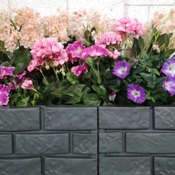 6 X 17cm 4 Piece Grey Brick Effect Garden Edging Boarder -Draper Tool Shop 6 x 17cm 4 piece grey brick effect garden edging boarder5056589109400 02c MP