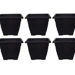 6 X 30cm Square Venetian Pot Decorative Plastic Garden Flower Planter Black