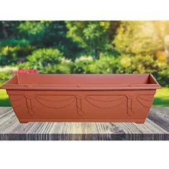 6 X 60cm Slim Plastic Venetian Window Box Trough Planter Pot Terracotta Colour -Draper Tool Shop 6 x 60cm slim plastic venetian window box trough planter pot terracotta colour5060950102945 04c MP