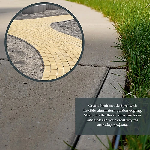 Alusthetic Aluminium 2m Garden Edging Strip - Flexible Border Edge For Gravel, Stone Paving And Grass - 19mm Height - Pack Of 20 6 Alusthetic Aluminium 2m Garden Edging Strip - Flexible Border Edge For Gravel, Stone Paving And Grass - 19mm Height - Pack Of 20 - Image 4