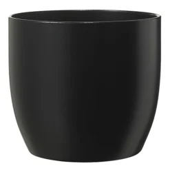 Ceramic Matt Black Indoor Plant Pot. No Drainage Holes. H12 X W13 Cm