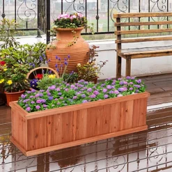 Costway Wooden Raised Garden Bed Outdoor Planter Box For Herbs Vegetables Flowers -Draper Tool Shop costway wooden raised garden bed outdoor planter box for herbs vegetables flowers6085650607148 03c MP