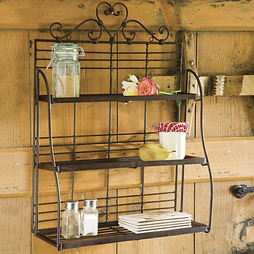 Country Style 3 Tier Kitchen Wall Storage Shelf 3 Country Style 3 Tier Kitchen Wall Storage Shelf