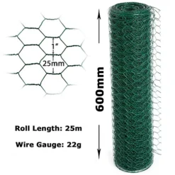 Easipet PVC Coated Green Chicken Wire (22g) 25mm X 60cm X 25m -Draper Tool Shop easipet pvc coated green chicken wire 22g 25mm x 60cm x 25m5060164214038 02c MP