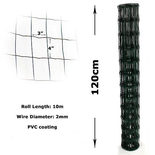 Easipet PVC Coated Wire Mesh Fencing Green Galvanised Garden Fence 120cm X 10m 4 Easipet PVC Coated Wire Mesh Fencing Green Galvanised Garden Fence 120cm X 10m - Image 2