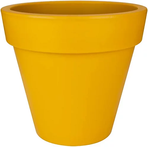 Elho Pure Round 40cm Plastic Plant Pot In Ochre 4 Elho Pure Round 40cm Plastic Plant Pot In Ochre - Image 2