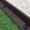 Flexible Lawn Edging Garden Border Grass Pathways Plot Flowerbed Raised Borders Rubber Artificial Grass Brown Pack Of 4x1.2m