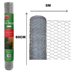 Galvanised Chicken Wire Mesh Rabbit Run Chicken Coop Fencing 5M X 0.6M X 50MM
