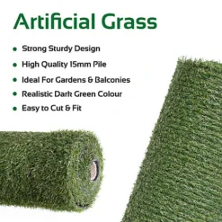 GardenKraft 26079 4m X 1m Dark Green Artificial Grass - 15mm Pile High -Draper Tool Shop gardenkraft 26079 4m x 1m dark green artificial grass 15mm pile high5025301260798 04c MP
