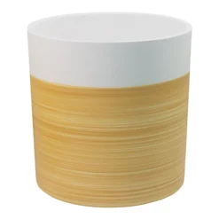GoodHome Penan White Wood Effect Cement Circular Plant Pot (Dia)38cm