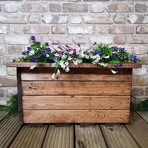 Hand Made 56cm X 34cm Rustic Wooden Small Garden Trough / Flower Bed Planter 3 Hand Made 56cm X 34cm Rustic Wooden Small Garden Trough / Flower Bed Planter