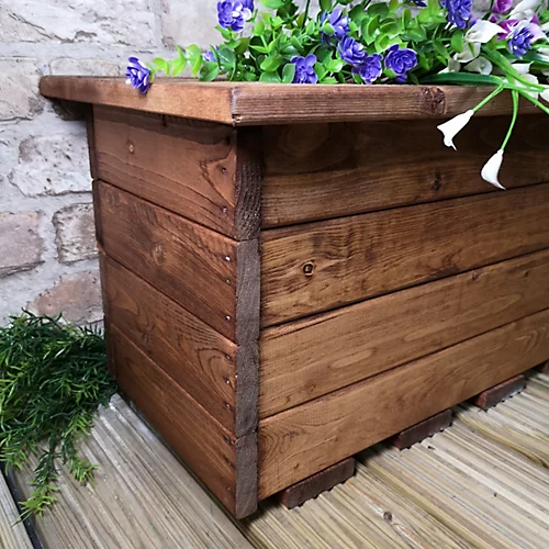 Hand Made 56cm X 34cm Rustic Wooden Small Garden Trough / Flower Bed Planter 4 Hand Made 56cm X 34cm Rustic Wooden Small Garden Trough / Flower Bed Planter - Image 2