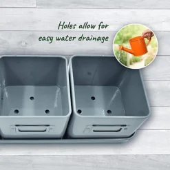 Herb Pots For Kitchen Windowsill For Indoor Herb Planter With Tray (Charcoal) -Draper Tool Shop herb pots for kitchen windowsill for indoor herb planter with tray charcoal 5060766071862 03c MP