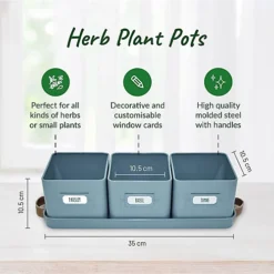 Herb Pots For Kitchen Windowsill With Leather Handles Ideal For Growing Indoor Plants With Tray (Teal Blue) 7 Herb Pots For Kitchen Windowsill With Leather Handles Ideal For Growing Indoor Plants With Tray (Teal Blue) -Draper Tool Shop herb pots for kitchen windowsill with leather handles ideal for growing indoor plants with tray teal blue 5060766073736 02c MP