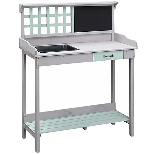 HOMCOM Outdoor Potting Table Bench Workstation Planting Wood Shelves 4 HOMCOM Outdoor Potting Table Bench Workstation Planting Wood Shelves - Image 2
