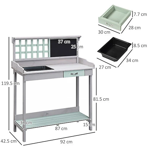 HOMCOM Outdoor Potting Table Bench Workstation Planting Wood Shelves 5 HOMCOM Outdoor Potting Table Bench Workstation Planting Wood Shelves - Image 3