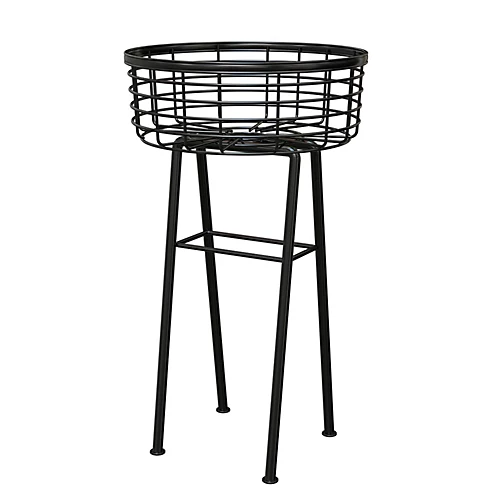HORTICO Black Metal Plant Stand With Basket D29 Cm, Indoor And Outdoor, H51 Cm 3 HORTICO Black Metal Plant Stand With Basket D29 Cm, Indoor And Outdoor, H51 Cm
