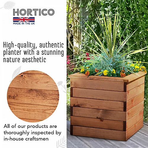 HORTICO Scandinavian Red Wood Square Wooden Planter For Garden, Outdoor Plant Pot Made In The UK H39 L47 W47 Cm, 46L 4 HORTICO Scandinavian Red Wood Square Wooden Planter For Garden, Outdoor Plant Pot Made In The UK H39 L47 W47 Cm, 46L - Image 2