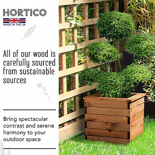 HORTICO Scandinavian Red Wood Square Wooden Planter For Garden, Outdoor Plant Pot Made In The UK H39 L47 W47 Cm, 46L 5 HORTICO Scandinavian Red Wood Square Wooden Planter For Garden, Outdoor Plant Pot Made In The UK H39 L47 W47 Cm, 46L - Image 3