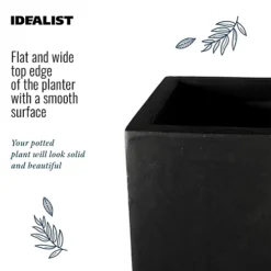 IDEALIST Black Light Concrete Garden Tall Planter, Outdoor Plant Pot With Tapered Shape H38.5 L18.5 W18.5 Cm, 13L -Draper Tool Shop idealist black light concrete garden tall planter outdoor plant pot with tapered shape h38 5 l18 5 w18 5 cm 13l5060874790044 02c MP