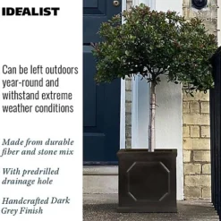 IDEALIST Chelsea Flower Box Square Garden Planter, Faux Lead Dark Grey Light Stone Outdoor Plant Pot W30 H30 L30 Cm, 27L -Draper Tool Shop idealist chelsea flower box square garden planter faux lead dark grey light stone outdoor plant pot w30 h30 l30 cm 27l5000124502393 06c MP