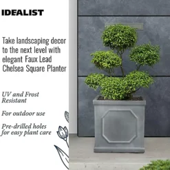 IDEALIST Chelsea Flower Box Square Garden Planter, Faux Lead Grey Light Stone Outdoor Plant Pot W37 H38 L37 Cm, 52L -Draper Tool Shop idealist chelsea flower box square garden planter faux lead grey light stone outdoor plant pot w37 h38 l37 cm 52l5060432416553 03c MP
