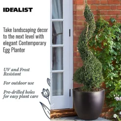 IDEALIST Contemporary Black Light Concrete Egg Garden Round Planter Large, Outdoor Plant Pot D35 H32 Cm, 31L -Draper Tool Shop idealist contemporary black light concrete egg garden round planter large outdoor plant pot d35 h32 cm 31l5000124403072 03c MP