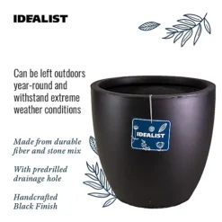IDEALIST Contemporary Black Light Concrete Egg Garden Round Planter Large, Outdoor Plant Pot D35 H32 Cm, 31L -Draper Tool Shop idealist contemporary black light concrete egg garden round planter large outdoor plant pot d35 h32 cm 31l5000124403072 06c MP