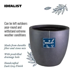 IDEALIST Contemporary Dark Grey Washed Light Concrete Egg Garden Round Planter Large, Outdoor Plant Pot D56 H52 Cm, 128L -Draper Tool Shop idealist contemporary dark grey washed light concrete egg garden round planter large outdoor plant pot d56 h52 cm 128l5000124403126 06c MP