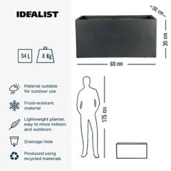 IDEALIST Contemporary Faux Lead Dark Grey Concrete Trough Planter H30 L60 W30 Cm, 54L -Draper Tool Shop idealist contemporary faux lead dark grey concrete trough planter h30 l60 w30 cm 54l5000124401788 06c MP