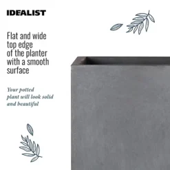 IDEALIST Contemporary Faux Lead Dark Grey Light Concrete Garden Tall Square Planter, Outdoor Plant Pot H60 L27 W27 Cm, 44L -Draper Tool Shop idealist contemporary faux lead dark grey light concrete garden tall square planter outdoor plant pot h60 l27 w27 cm 44l5000124401627 03c MP