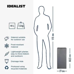 IDEALIST Contemporary Faux Lead Dark Grey Light Concrete Garden Tall Square Planter, Outdoor Plant Pot H60 L27 W27 Cm, 44L -Draper Tool Shop idealist contemporary faux lead dark grey light concrete garden tall square planter outdoor plant pot h60 l27 w27 cm 44l5000124401627 06c MP