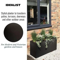 IDEALIST Contemporary Trough Garden Planter, Black Concrete Light Outdoor Large Plant Pot H41 L85 W26 Cm, 91L 9 IDEALIST Contemporary Trough Garden Planter, Black Concrete Light Outdoor Large Plant Pot H41 L85 W26 Cm, 91L -Draper Tool Shop idealist contemporary trough garden planter black concrete light outdoor large plant pot h41 l85 w26 cm 91l5000124401351 06c MP