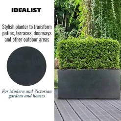 IDEALIST Contemporary Trough Garden Planter, Faux Lead Dark Grey Concrete Light Outdoor Large Plant Pot H37.5 L80 W37 Cm, 111L -Draper Tool Shop idealist contemporary trough garden planter faux lead dark grey concrete light outdoor large plant pot h37 5 l80 w37 cm 111l5000124401795 06c MP