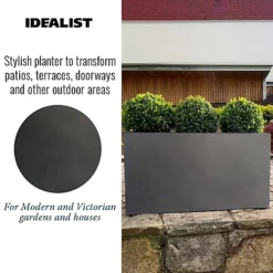 IDEALIST Contemporary Trough Garden Planter, Faux Lead Dark Grey Concrete Light Outdoor Large Plant Pot H51.5 L100 W36 Cm, 185L 9 IDEALIST Contemporary Trough Garden Planter, Faux Lead Dark Grey Concrete Light Outdoor Large Plant Pot H51.5 L100 W36 Cm, 185L -Draper Tool Shop idealist contemporary trough garden planter faux lead dark grey concrete light outdoor large plant pot h51 5 l100 w36 cm 185l5000124401337 06c MP