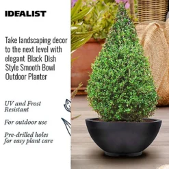 IDEALIST Dish Style Smooth Black Garden Bowl Planter, Outdoor Plant Pot D45 H20 Cm, 32L 7 IDEALIST Dish Style Smooth Black Garden Bowl Planter, Outdoor Plant Pot D45 H20 Cm, 32L -Draper Tool Shop idealist dish style smooth black garden bowl planter outdoor plant pot d45 h20 cm 32l5060874790372 02c MP
